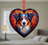 Australian Shepherd Stained Glass Effect Heart Suncatcher